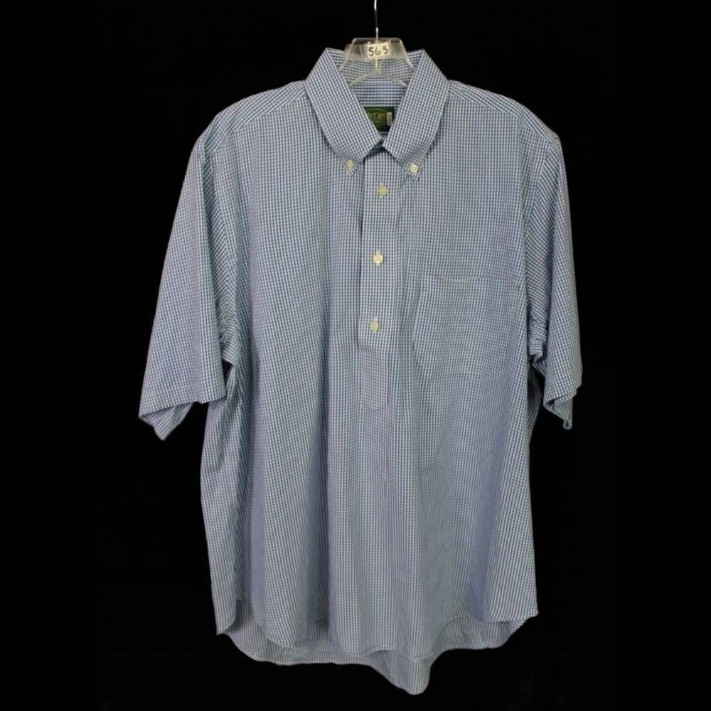 McCoy Outdoor Co. 1/2 Button Down Pocket Front Men's L Blue Gingham Cotton Shirt